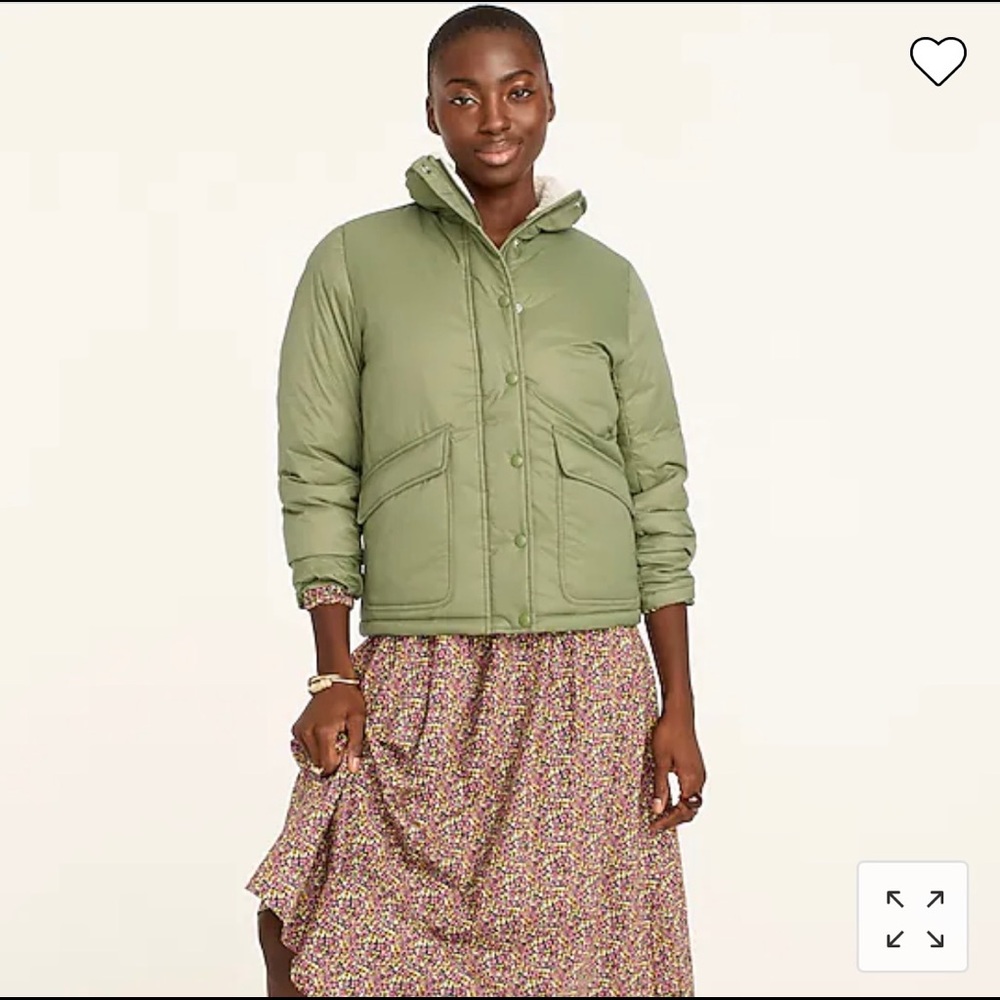 NWT J. Crew Sherpa-lined puffer with Prima Loft. - Picture 3 of 12